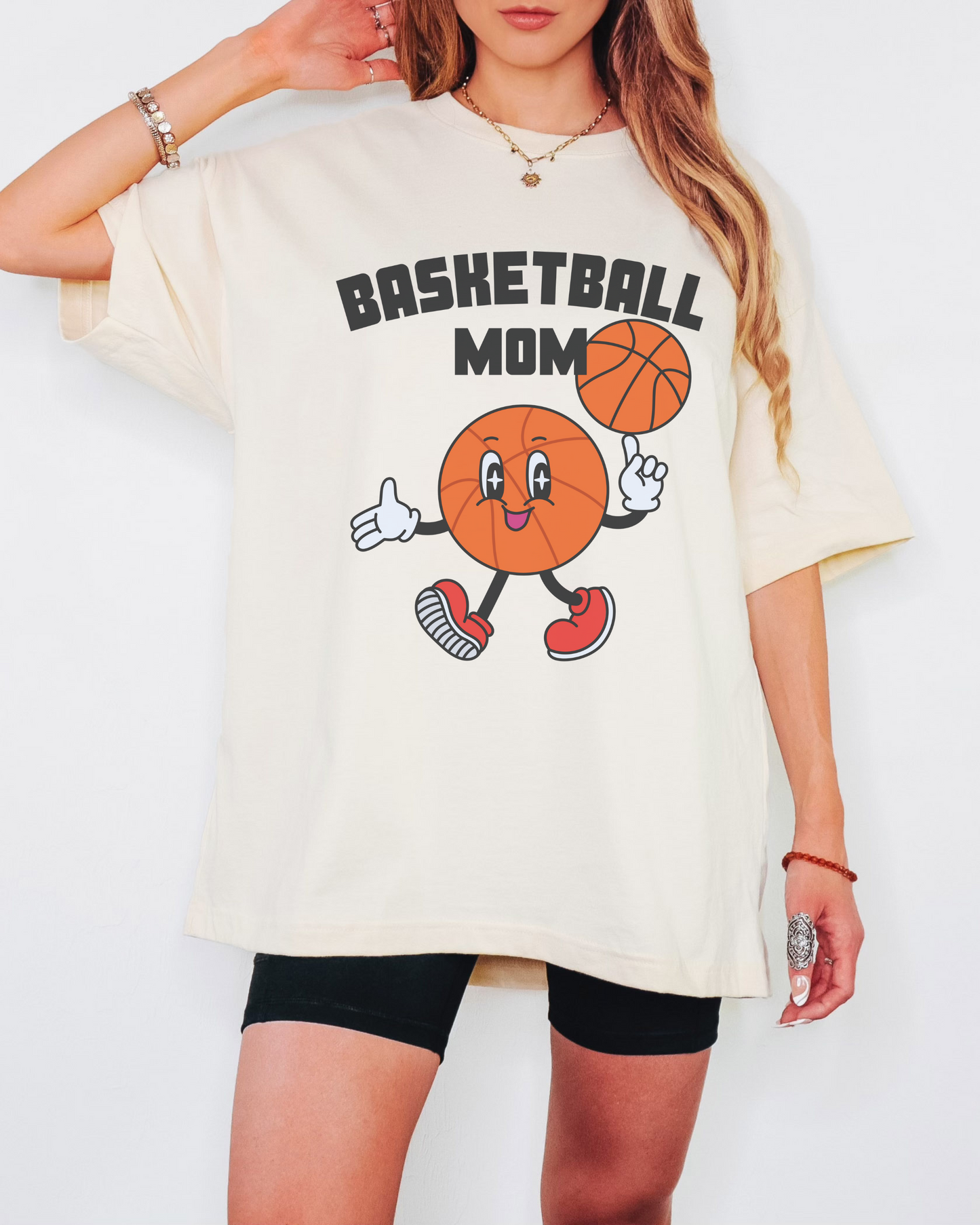 Basketball Mom Retro - Oversized Boxy Fan Tee
