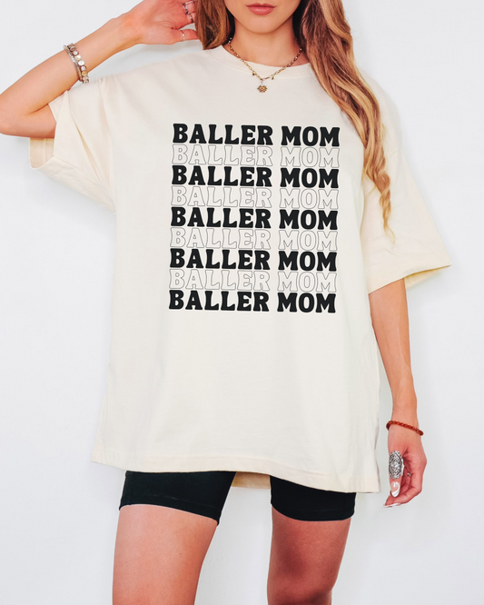 Baller Mom - Oversized Boxy Fan Tee