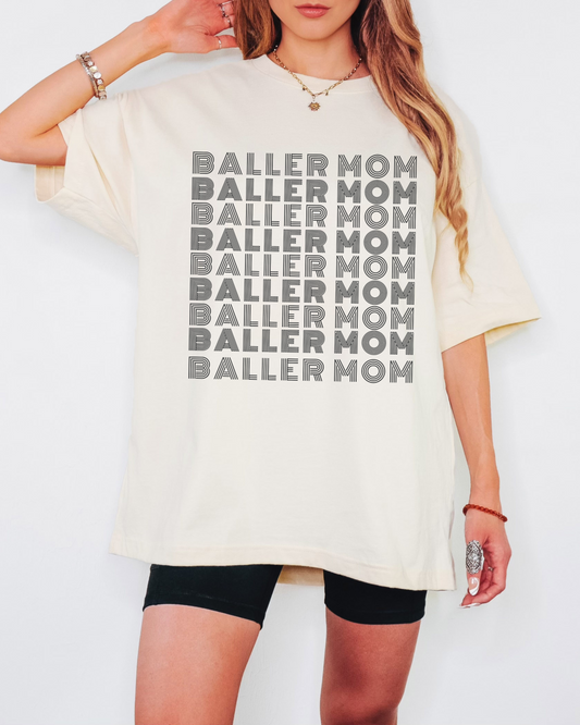 Baller Mom - Oversized Boxy Fan Tee